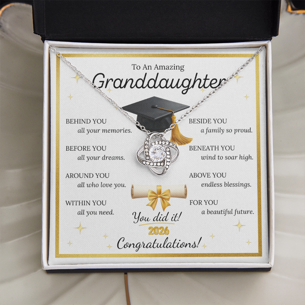 Graduation Gift for Granddaughter – Love Knot Necklace with Inspirational Message Card | Class of 2026