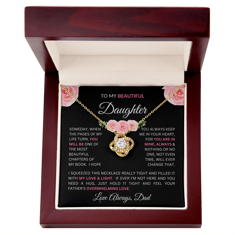 To Daughter From Dad - Charming Love Knot Necklace with Beautiful "Some Day" Message