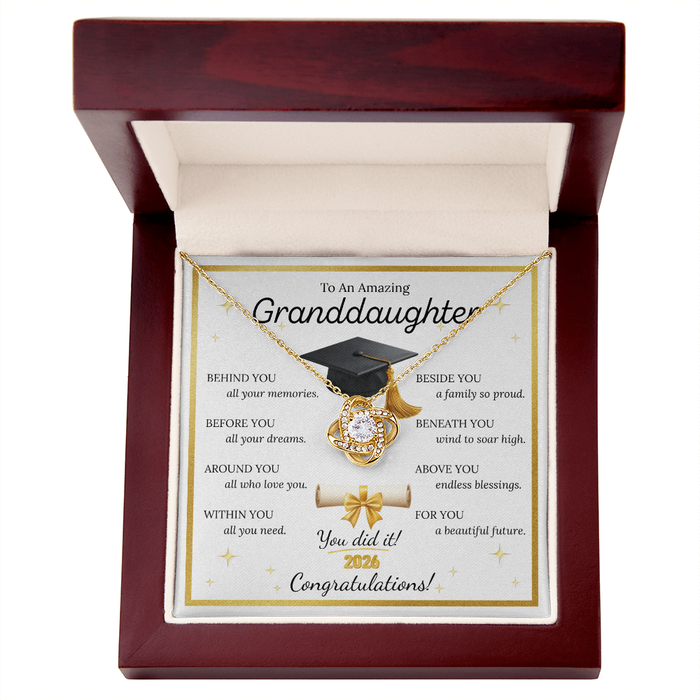 Graduation Gift for Granddaughter – Love Knot Necklace with Inspirational Message Card | Class of 2026