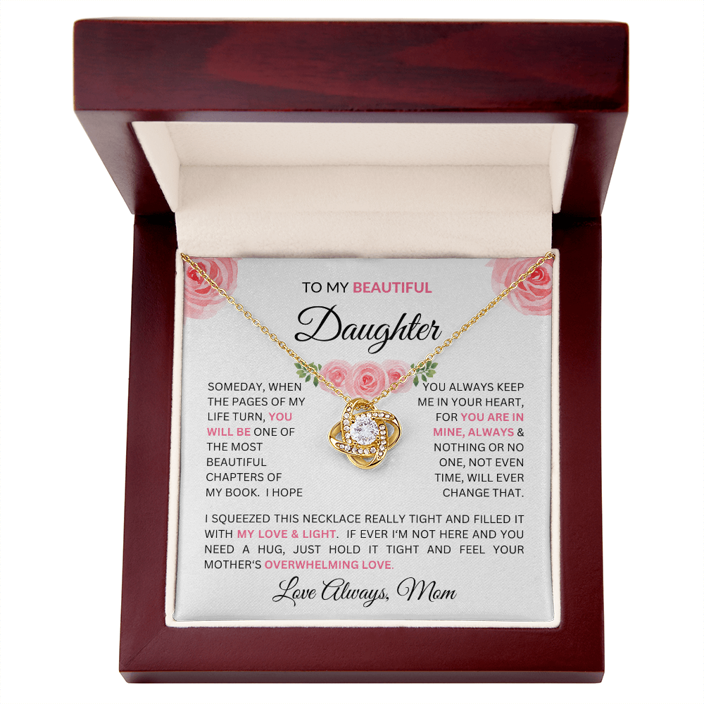 To Daughter From Mom - Charming Love Knot Necklace with Beautiful "Some Day" Message