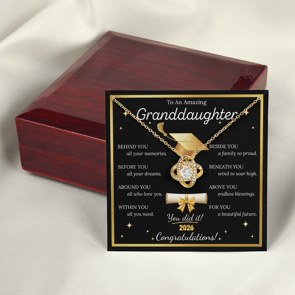 Graduation Gift for Granddaughter – Love Knot Necklace with Inspirational Message Card | Class of 2026