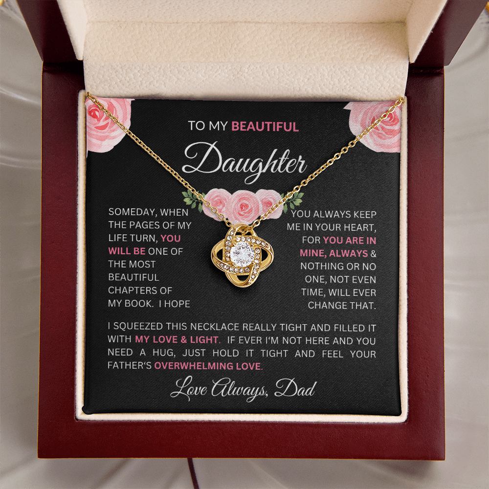 To Daughter From Dad - Charming Love Knot Necklace with Beautiful "Some Day" Message