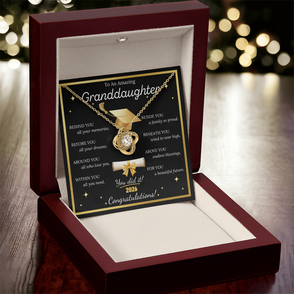 Graduation Gift for Granddaughter – Love Knot Necklace with Inspirational Message Card | Class of 2026