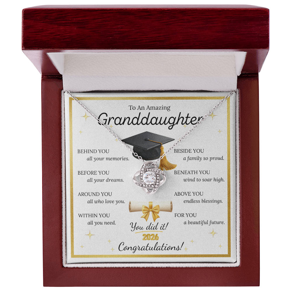 Graduation Gift for Granddaughter – Love Knot Necklace with Inspirational Message Card | Class of 2026