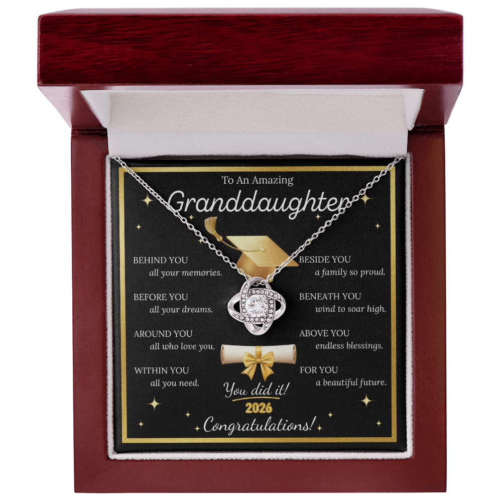 Graduation Gift for Granddaughter – Love Knot Necklace with Inspirational Message Card | Class of 2026