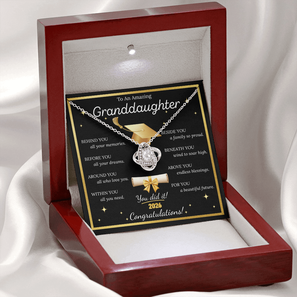 Graduation Gift for Granddaughter – Love Knot Necklace with Inspirational Message Card | Class of 2026