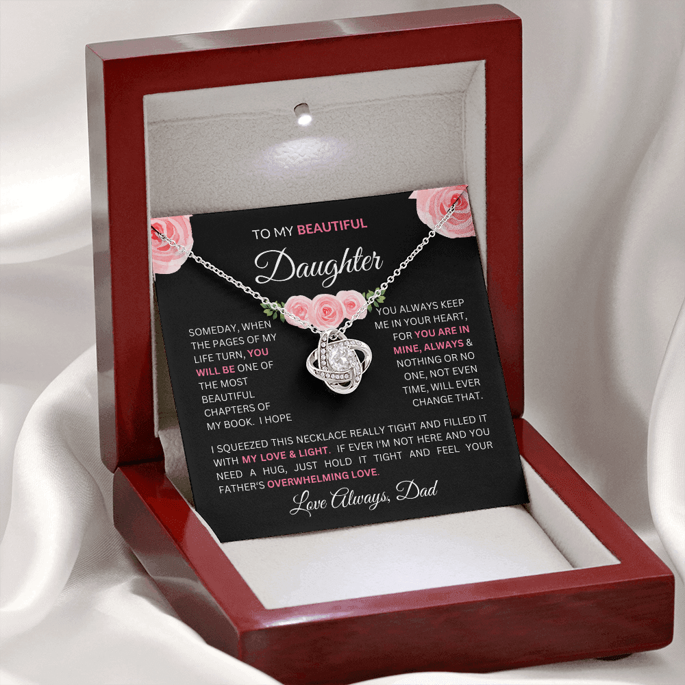 To Daughter From Dad - Charming Love Knot Necklace with Beautiful "Some Day" Message