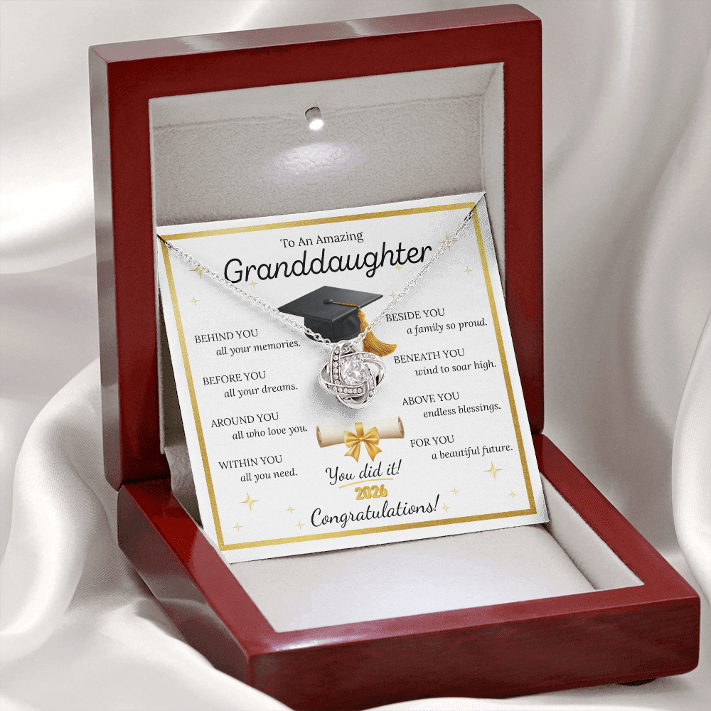 Graduation Gift for Granddaughter – Love Knot Necklace with Inspirational Message Card | Class of 2026