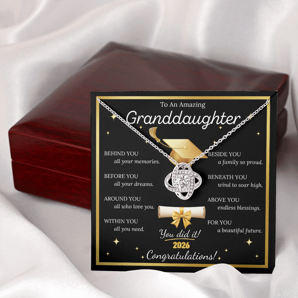 Graduation Gift for Granddaughter – Love Knot Necklace with Inspirational Message Card | Class of 2026