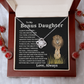 Bonus Daughter Love Knot Necklace with Sentimental Message Card Gift from Bonus Dad to Stepdaughter