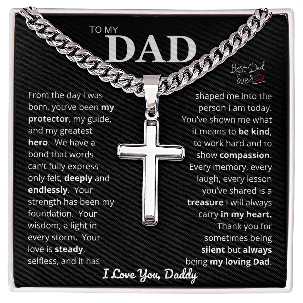 To My Dad - Cross Cuban Link Chain Necklace