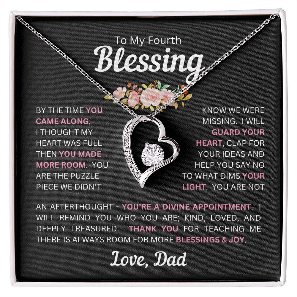 To My Daughter(s) — Beautiful Forever Love Necklace & Heartwarming Messages from Dad (Only, First, Second, Third, Fourth, Fifth, or Twins)