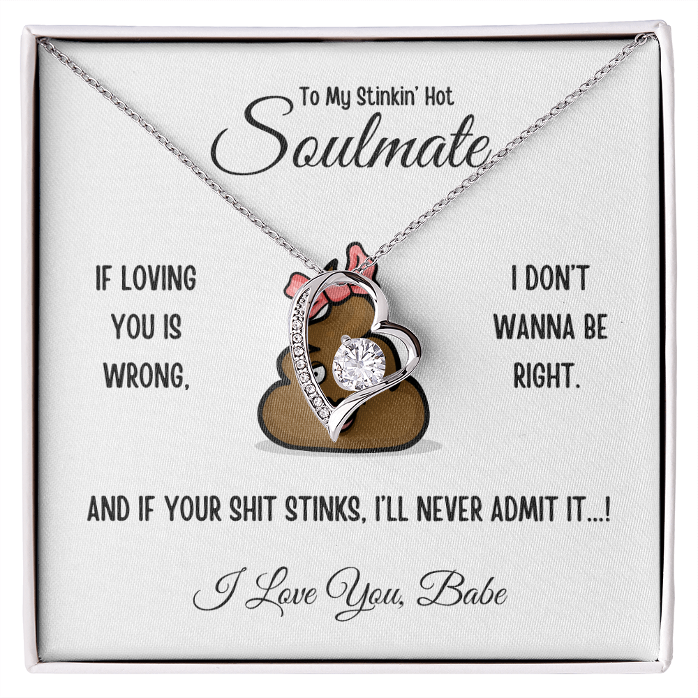 To My Stinkin’ Hot Soulmate – Forever Love Heart Necklace in Luxury or Two-Toned Gift Box