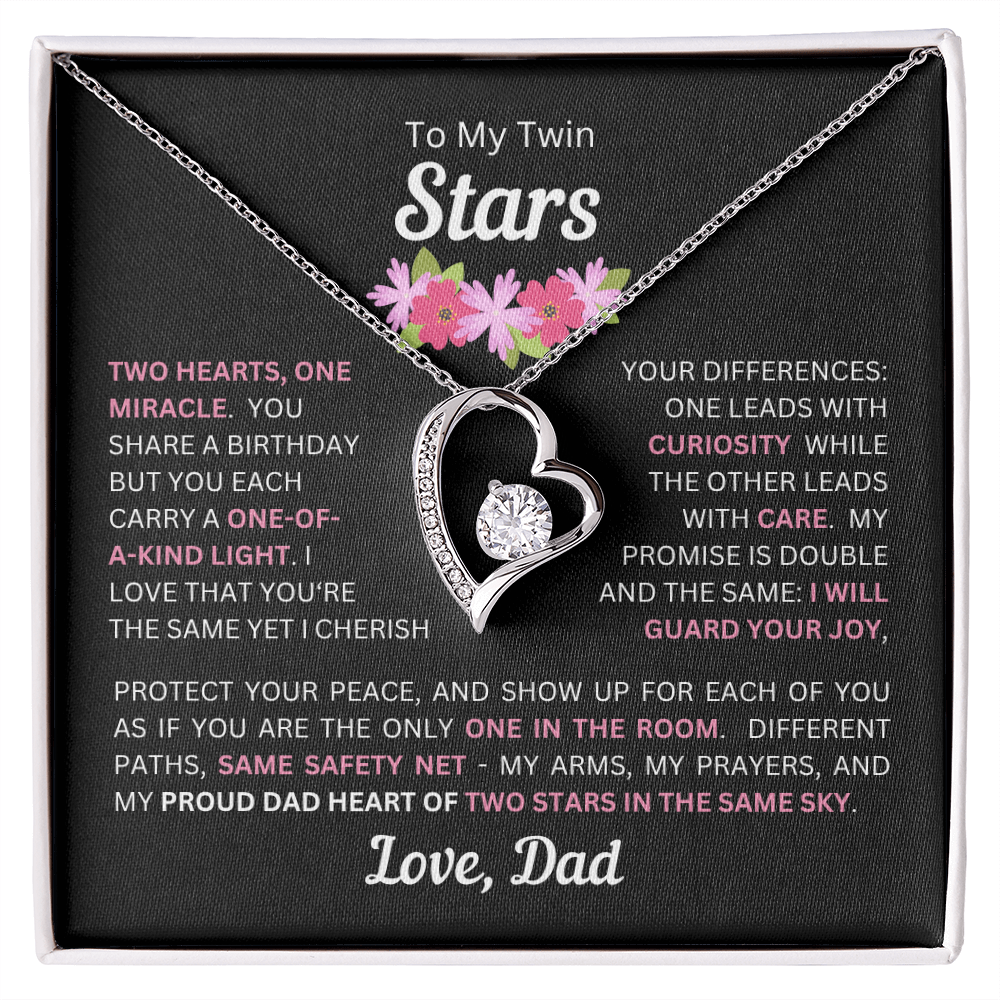 To My Daughter(s) — Beautiful Forever Love Necklace & Heartwarming Messages from Dad (Only, First, Second, Third, Fourth, Fifth, or Twins)