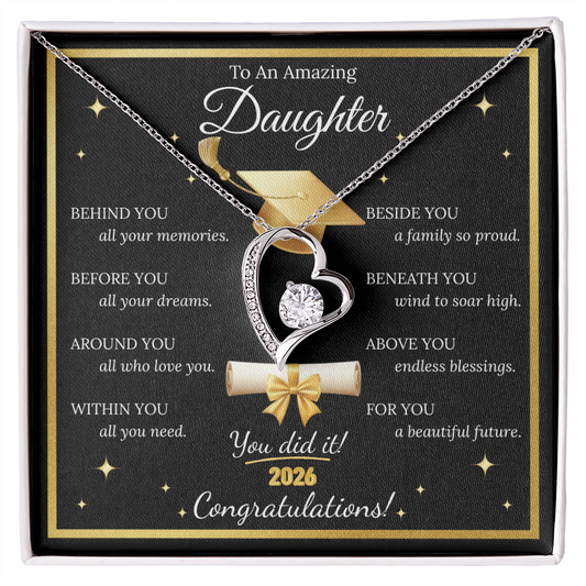 Graduation Gift for Daughter – Forever Love Necklace with Inspirational Message Card | Class of 2026