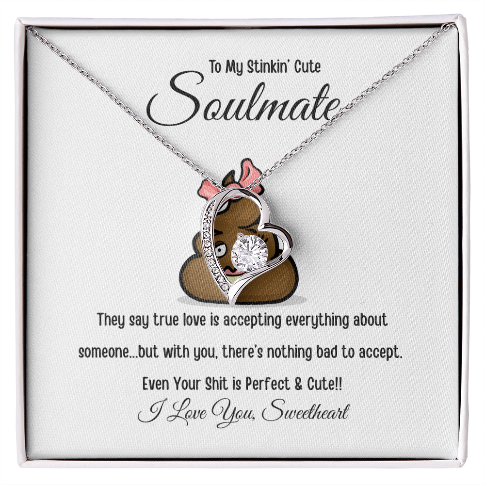 To My Stinkin’ Cute Soulmate – Funny Message Forever Love Heart Necklace (Gift Box Included)