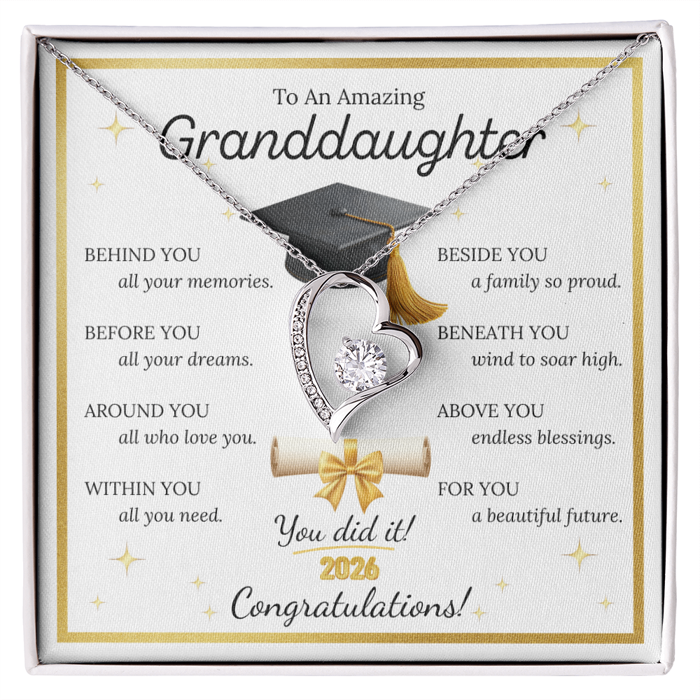 Graduation Gift for Granddaughter – Forever Love Necklace with Inspirational Message Card | Class of 2026