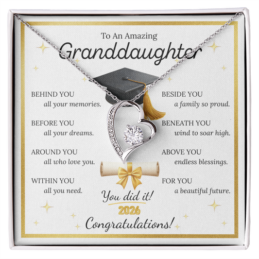 Graduation Gift for Granddaughter – Forever Love Necklace with Inspirational Message Card | Class of 2026