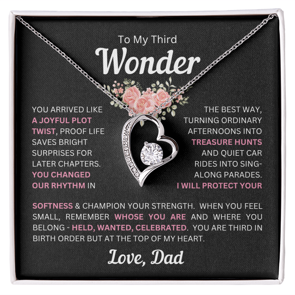 To My Daughter(s) — Beautiful Forever Love Necklace & Heartwarming Messages from Dad (Only, First, Second, Third, Fourth, Fifth, or Twins)