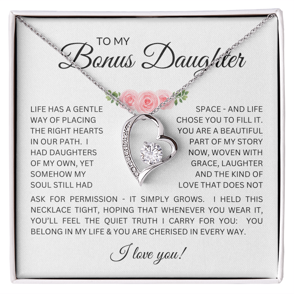 To My Bonus Daughter Gift - Forever Love Necklace with "My Soul Still had Space" Message