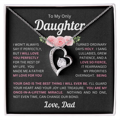To My Daughter(s) — Beautiful Forever Love Necklace & Heartwarming Messages from Dad (Only, First, Second, Third, Fourth, Fifth, or Twins)