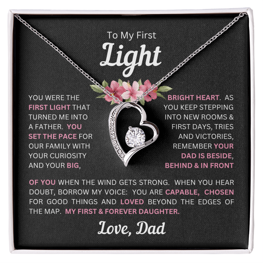 To My Daughter(s) — Beautiful Forever Love Necklace & Heartwarming Messages from Dad (Only, First, Second, Third, Fourth, Fifth, or Twins)