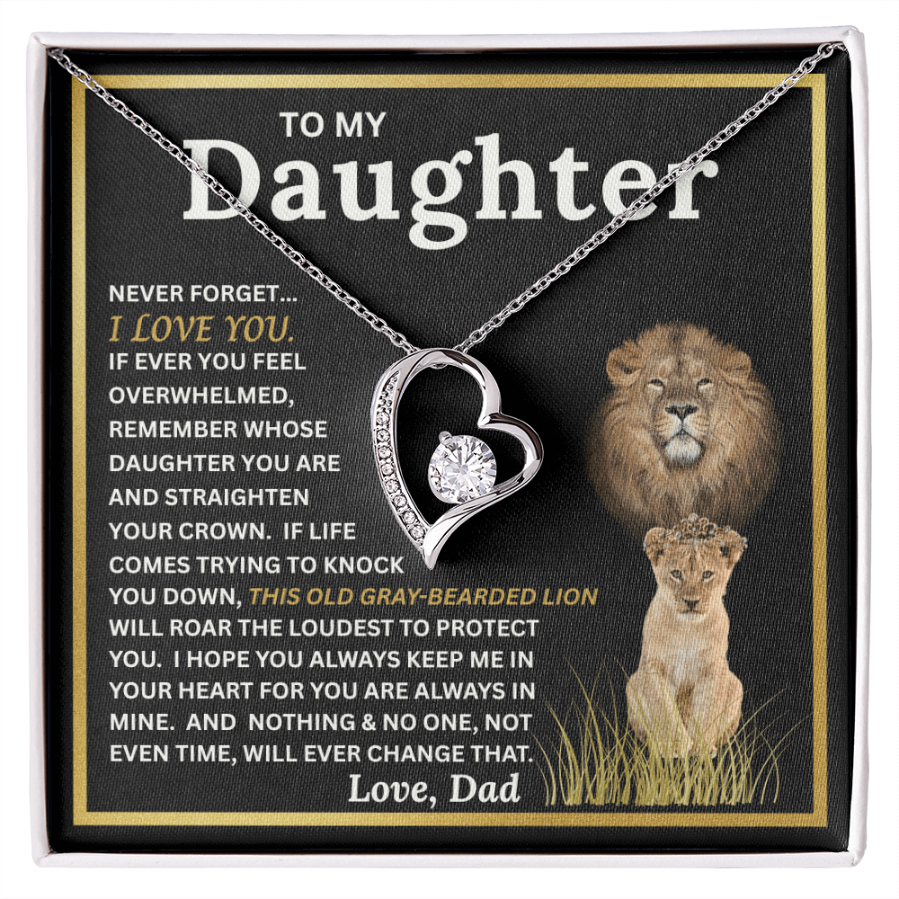 To My Daughter Gift – Forever Love Necklace & This Old Gray Bearded Lion Message Card
