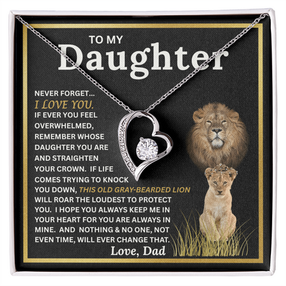To My Daughter Gift – Forever Love Necklace & This Old Gray Bearded Lion Message Card
