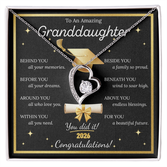 Graduation Gift for Granddaughter – Forever Love Necklace with Inspirational Message Card | Class of 2026