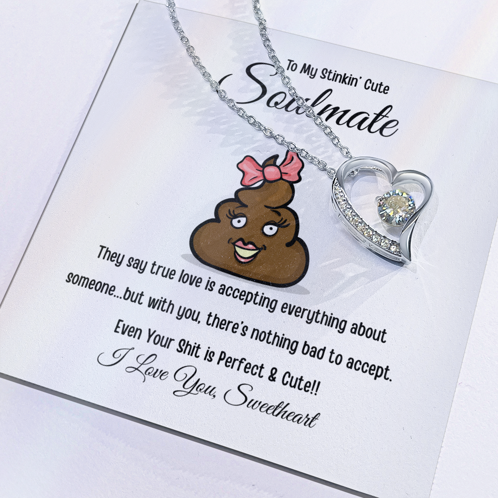 To My Stinkin’ Cute Soulmate – Funny Message Forever Love Heart Necklace (Gift Box Included)