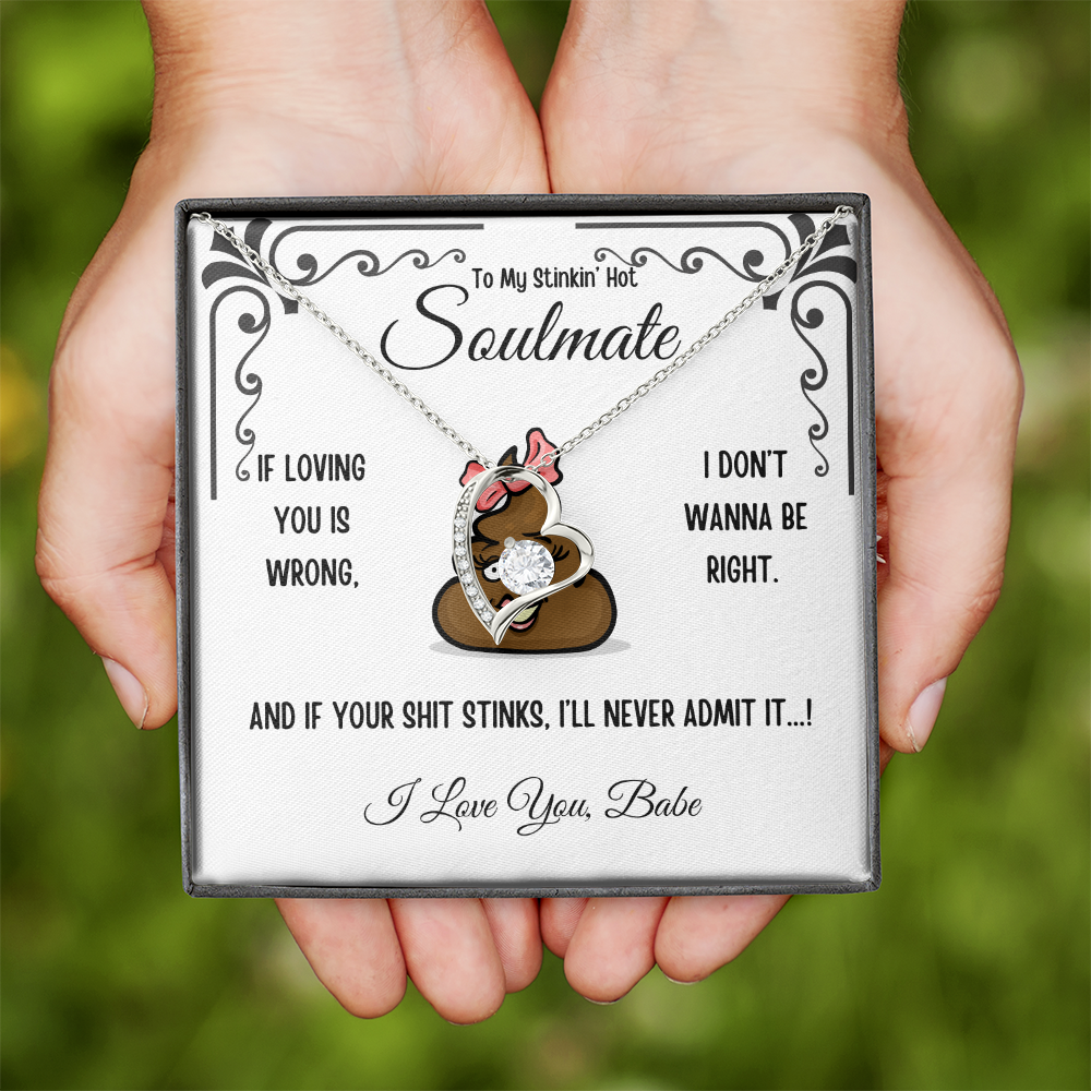 To My Stinkin' Hot Soulmate Gift – Forever Love Heart Necklace in Luxury or Two-Toned Box