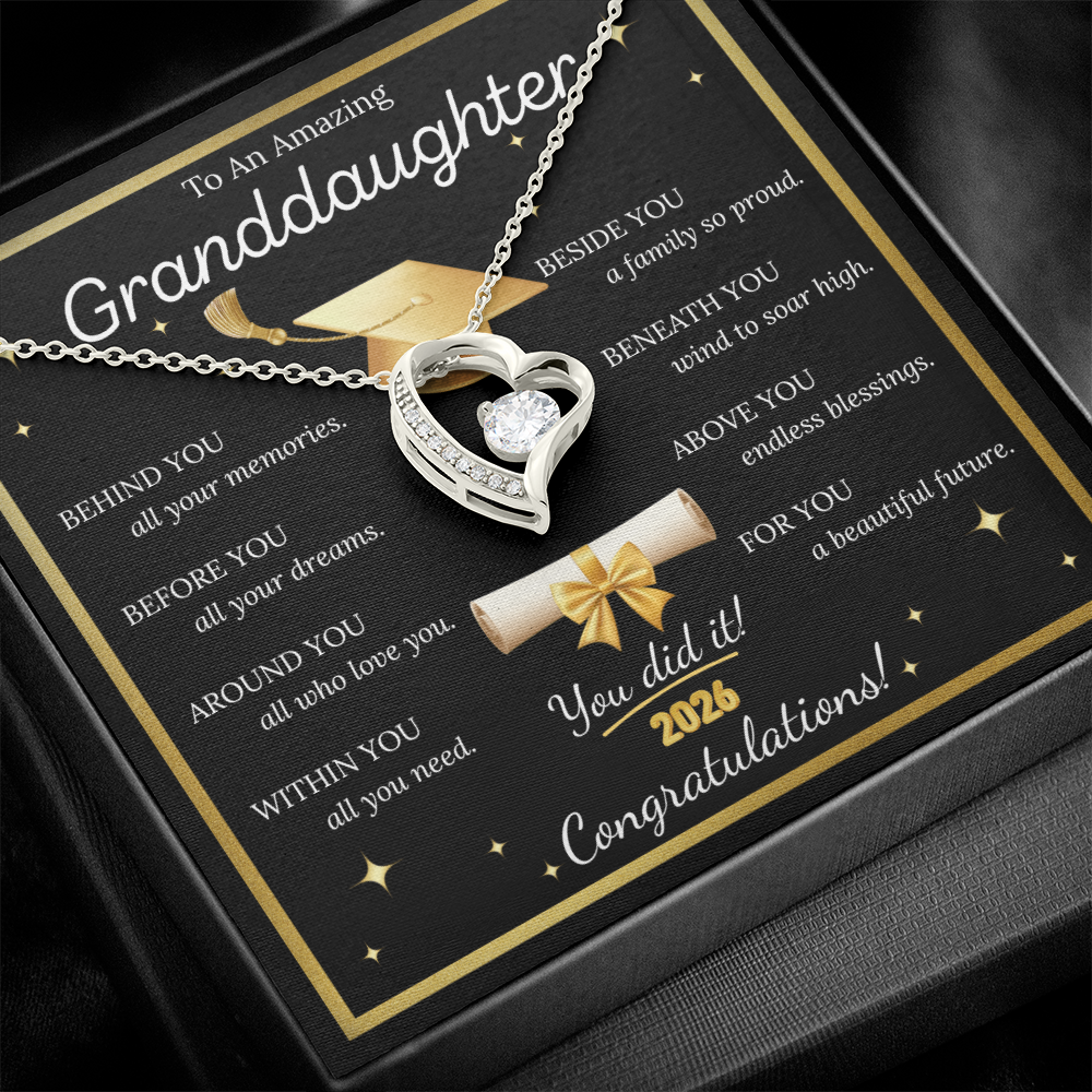 Graduation Gift for Granddaughter – Forever Love Necklace with Inspirational Message Card | Class of 2026