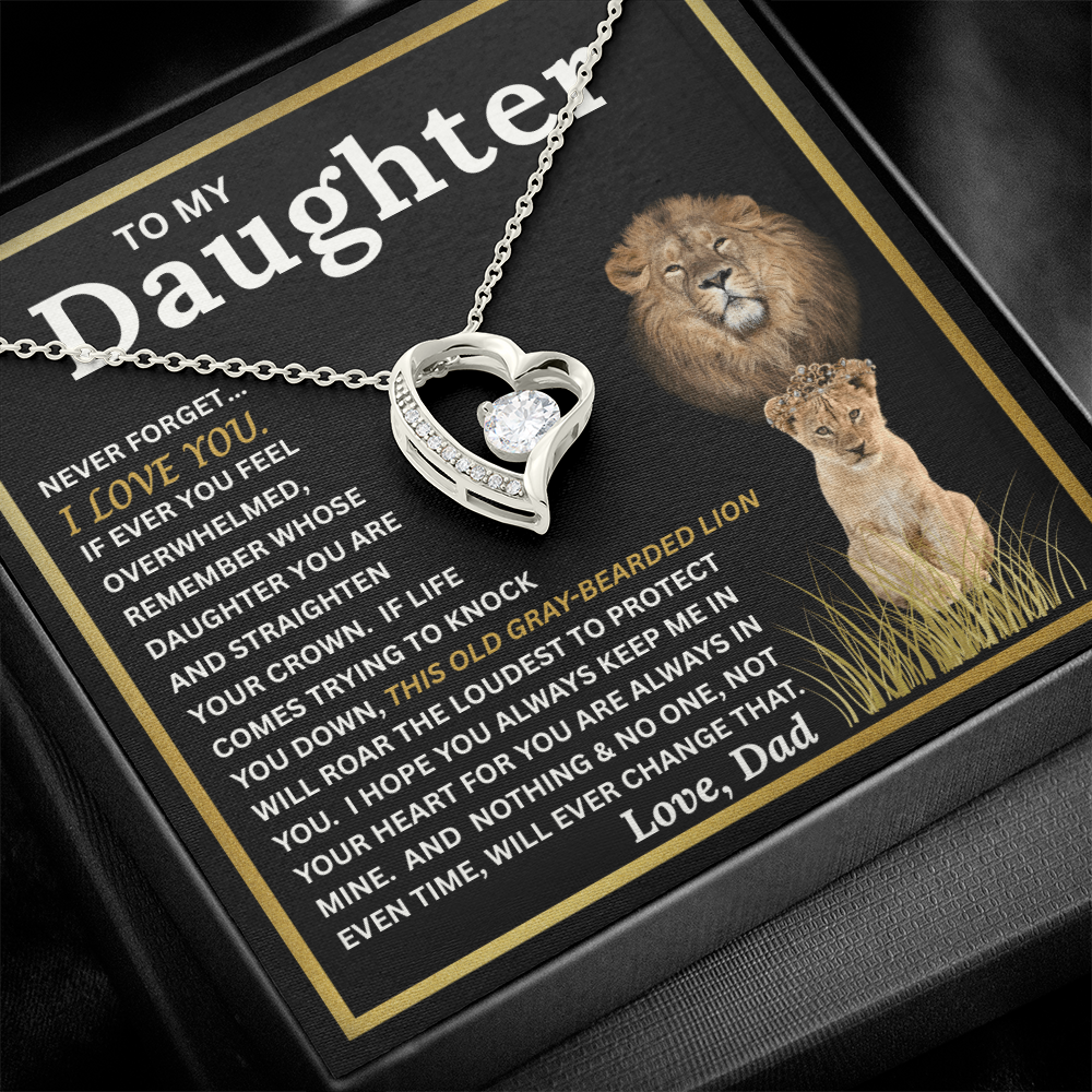 To My Daughter Gift – Forever Love Necklace & This Old Gray Bearded Lion Message Card