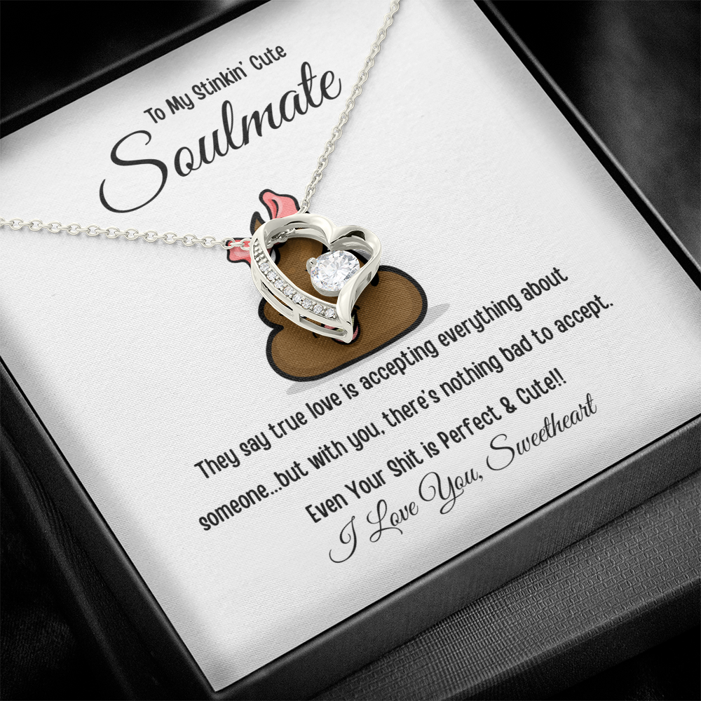 To My Stinkin’ Cute Soulmate – Funny Message Forever Love Heart Necklace (Gift Box Included)
