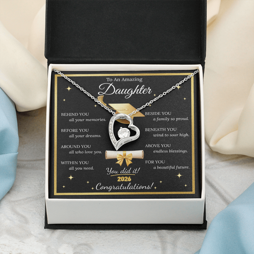 Graduation Gift for Daughter – Forever Love Necklace with Inspirational Message Card | Class of 2026