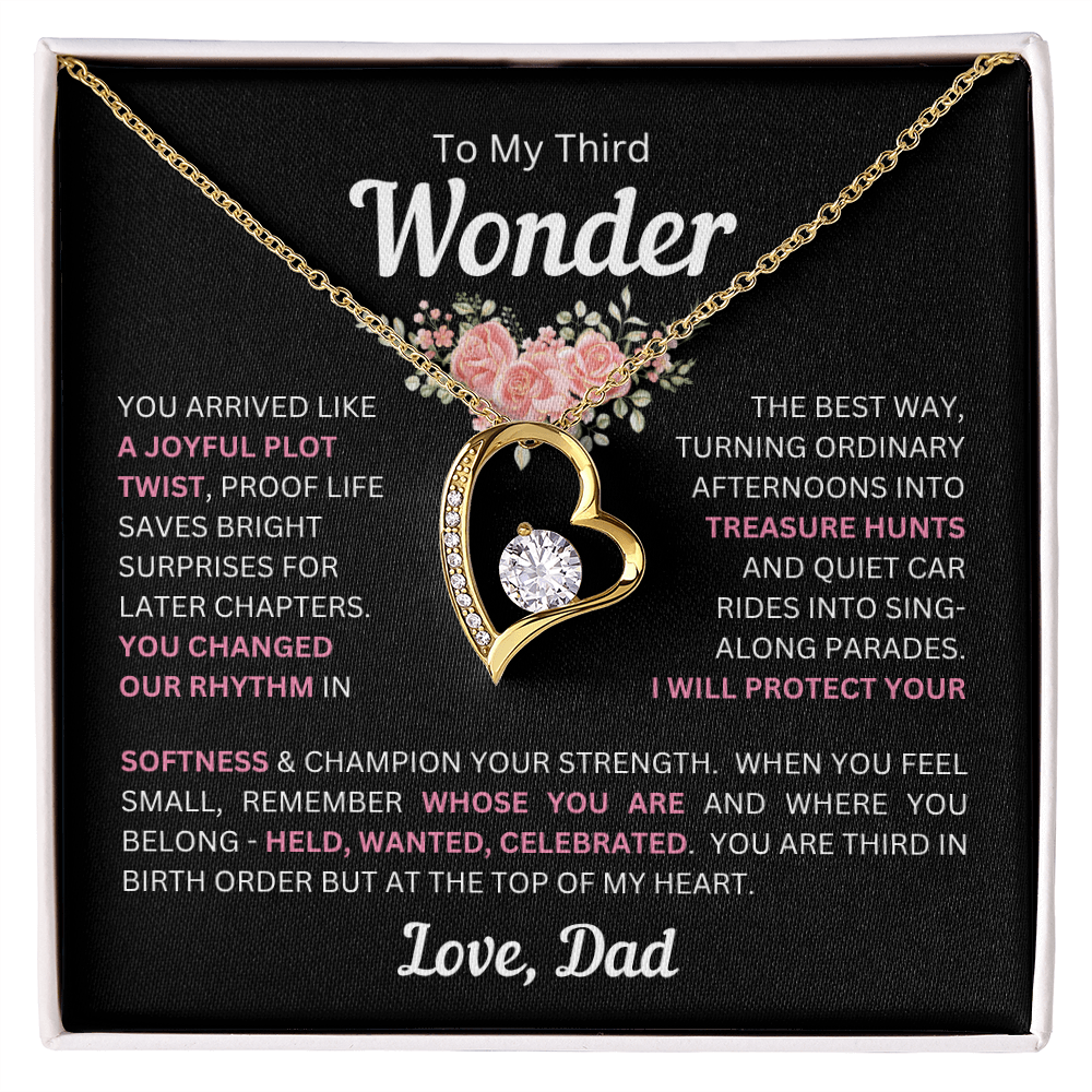 To My Daughter(s) — Beautiful Forever Love Necklace & Heartwarming Messages from Dad (Only, First, Second, Third, Fourth, Fifth, or Twins)