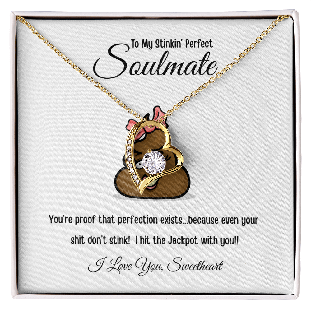 To My Stinkin’ Perfect Soulmate – Cheeky Forever Love Heart Necklace with Gift Box & Message Card