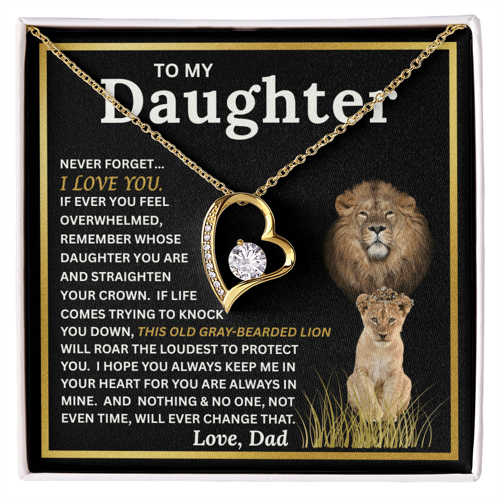 To My Daughter Gift – Forever Love Necklace & This Old Gray Bearded Lion Message Card