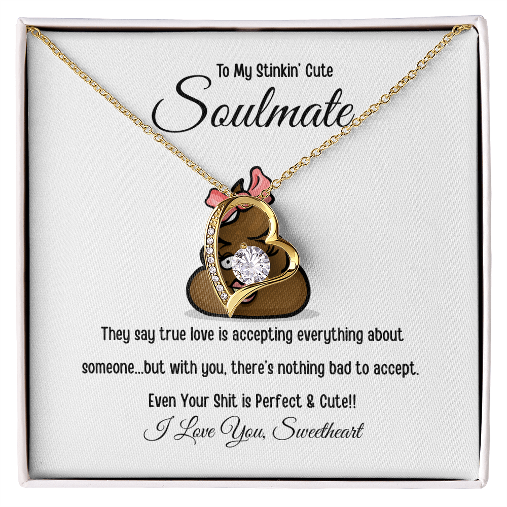 To My Stinkin’ Cute Soulmate – Funny Message Forever Love Heart Necklace (Gift Box Included)