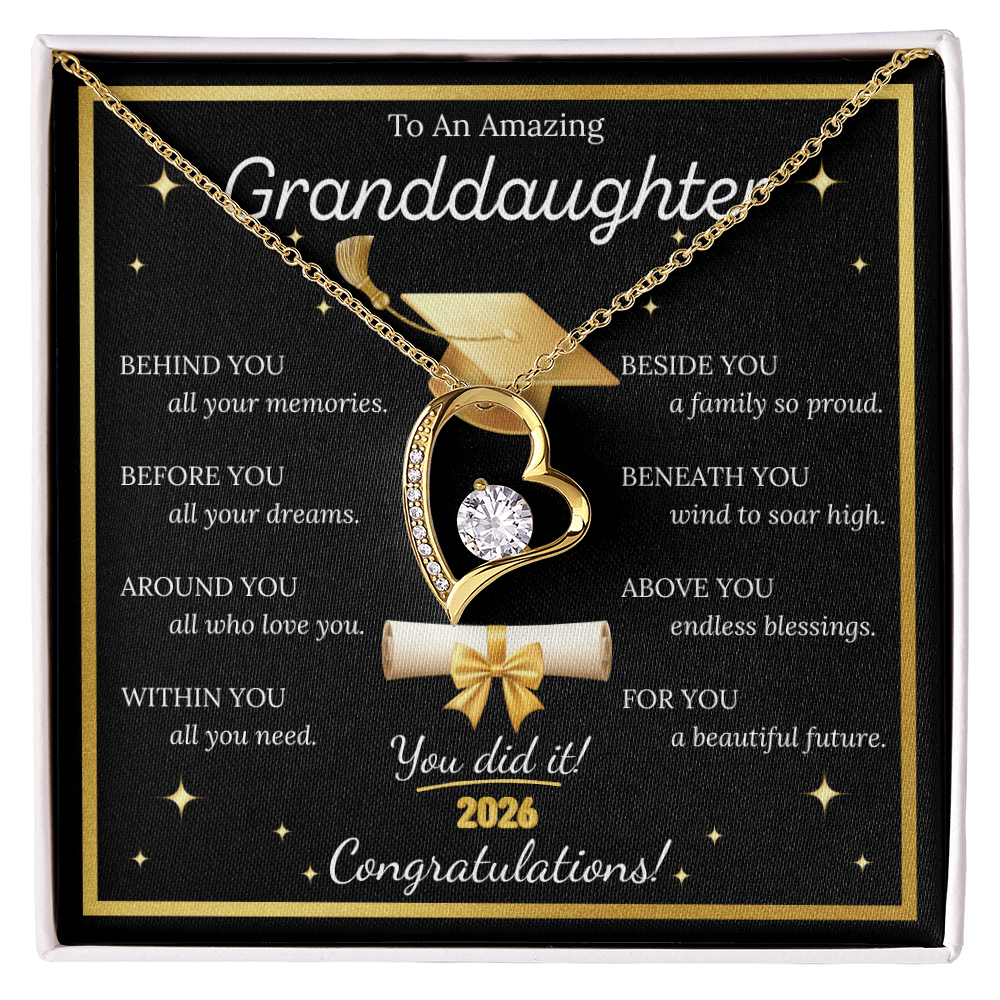 Graduation Gift for Granddaughter – Forever Love Necklace with Inspirational Message Card | Class of 2026