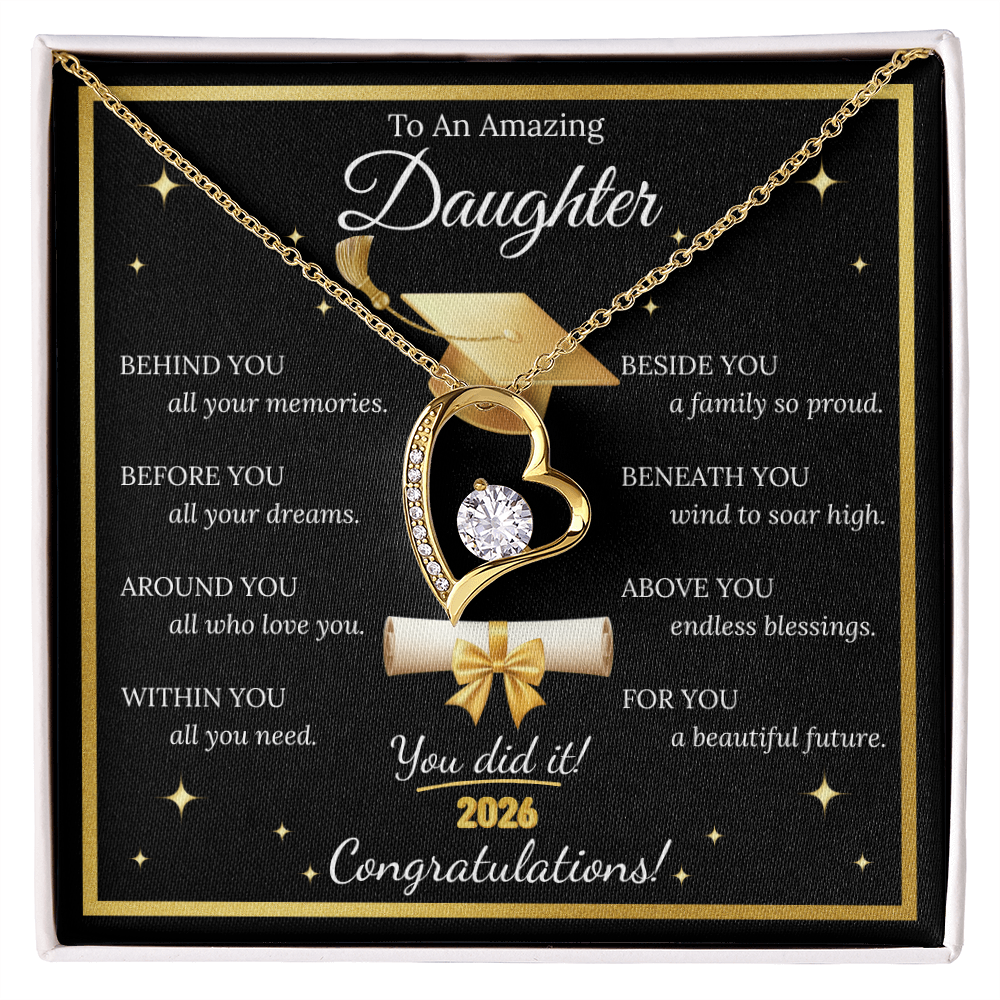 Graduation Gift for Daughter – Forever Love Necklace with Inspirational Message Card | Class of 2026