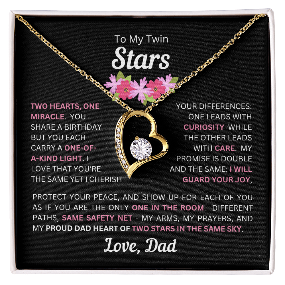 To My Daughter(s) — Beautiful Forever Love Necklace & Heartwarming Messages from Dad (Only, First, Second, Third, Fourth, Fifth, or Twins)