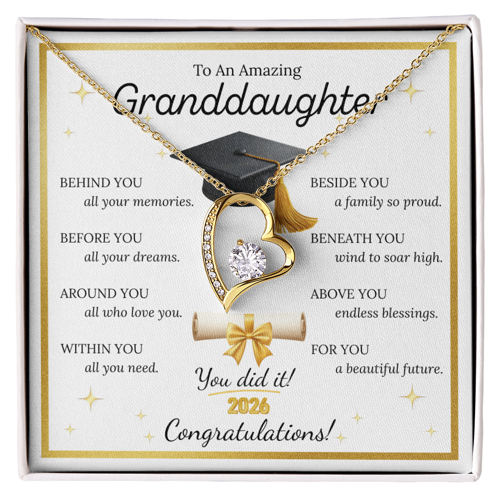 Graduation Gift for Granddaughter – Forever Love Necklace with Inspirational Message Card | Class of 2026