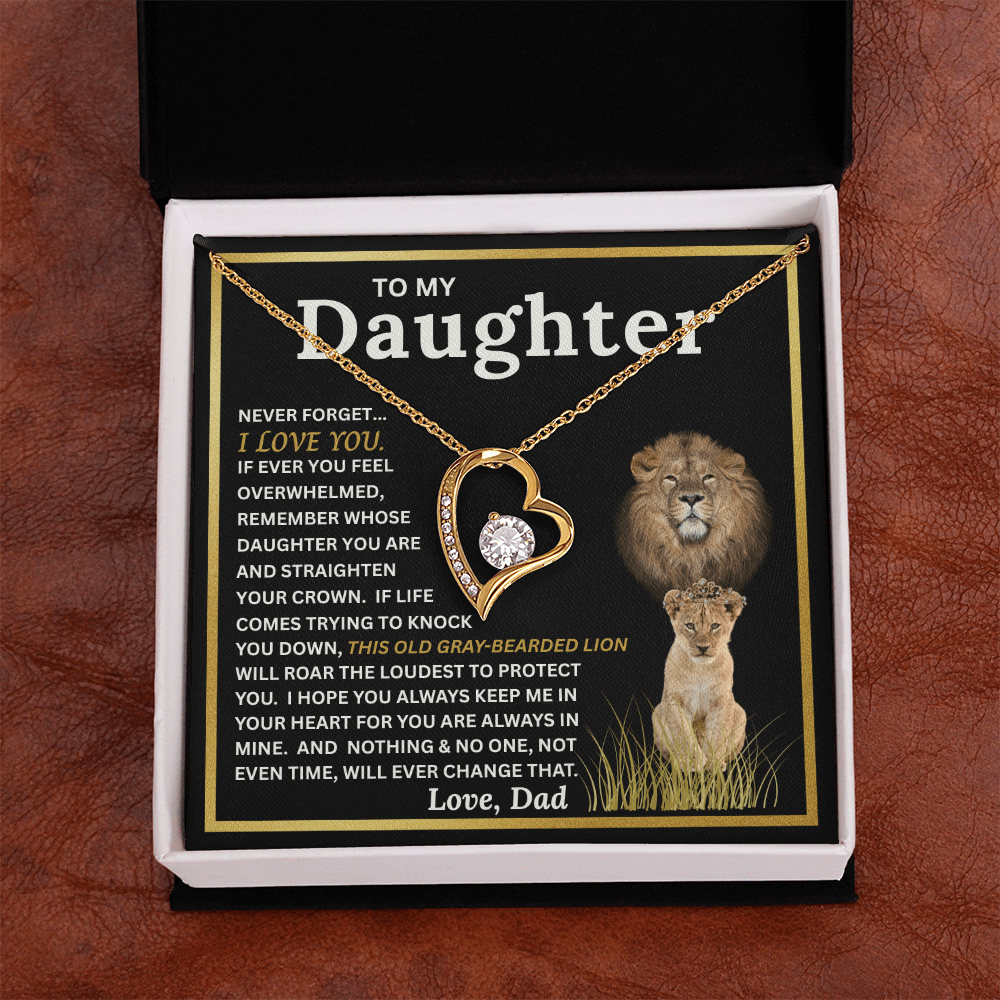 To My Daughter Gift – Forever Love Necklace & This Old Gray Bearded Lion Message Card