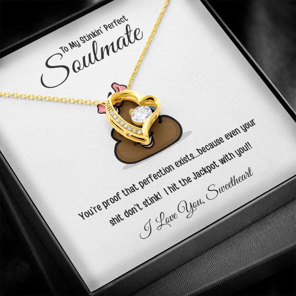 To My Stinkin’ Perfect Soulmate – Cheeky Forever Love Heart Necklace with Gift Box & Message Card