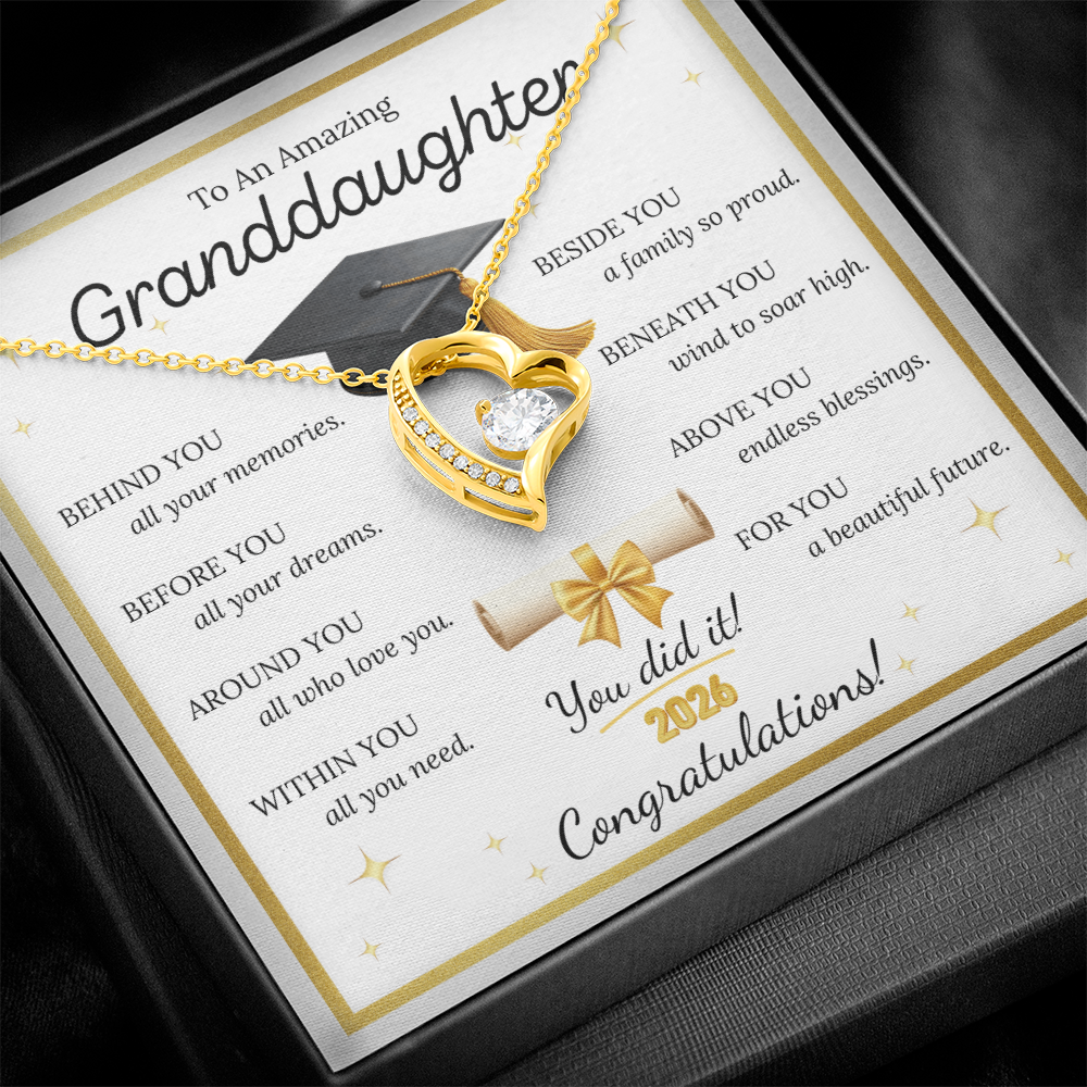 Graduation Gift for Granddaughter – Forever Love Necklace with Inspirational Message Card | Class of 2026