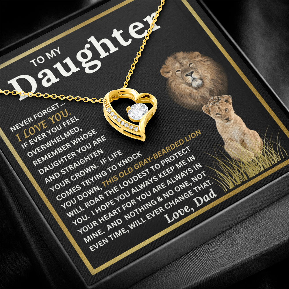 To My Daughter Gift – Forever Love Necklace & This Old Gray Bearded Lion Message Card