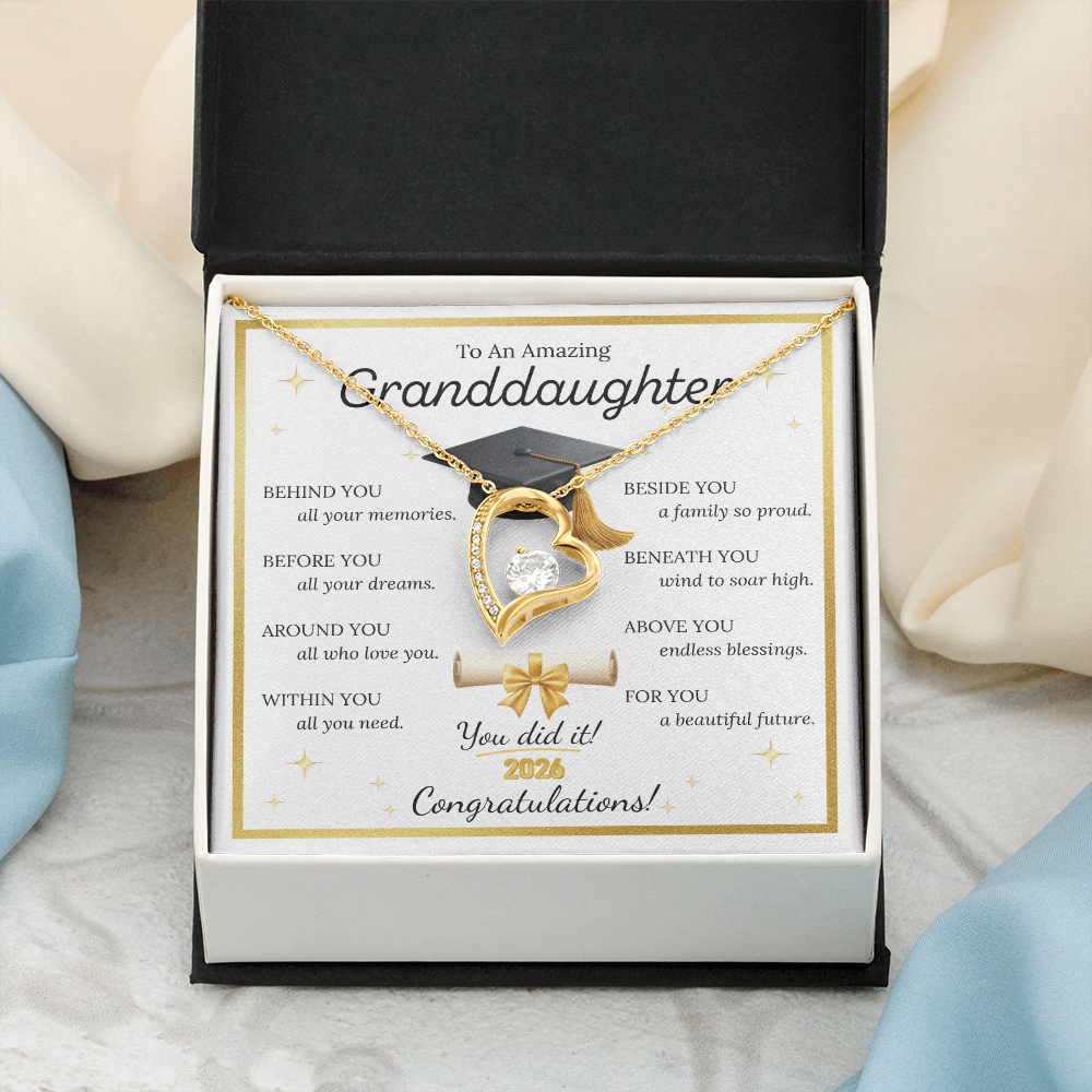 Graduation Gift for Granddaughter – Forever Love Necklace with Inspirational Message Card | Class of 2026