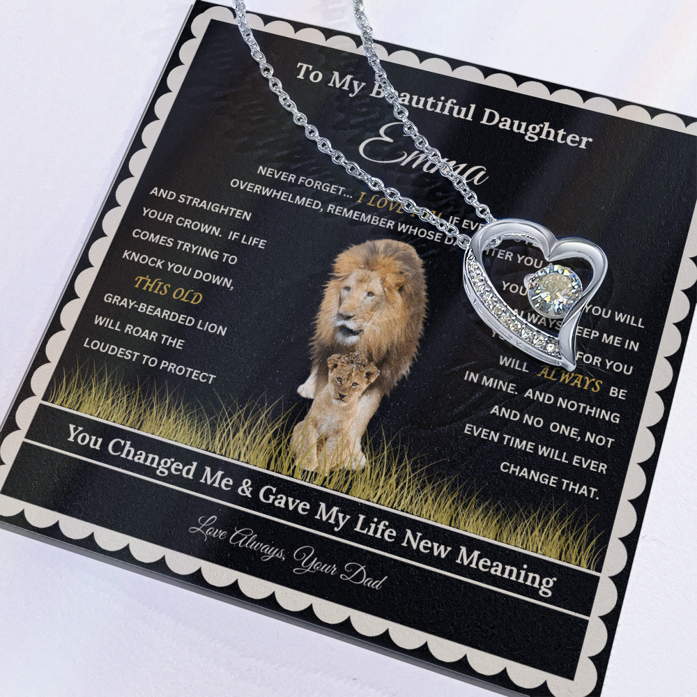 Personalized Daughter Heart Necklace with Message Card – Custom Name Gift for Daughter, Granddaughter, Bonus Daughter or Goddaughter