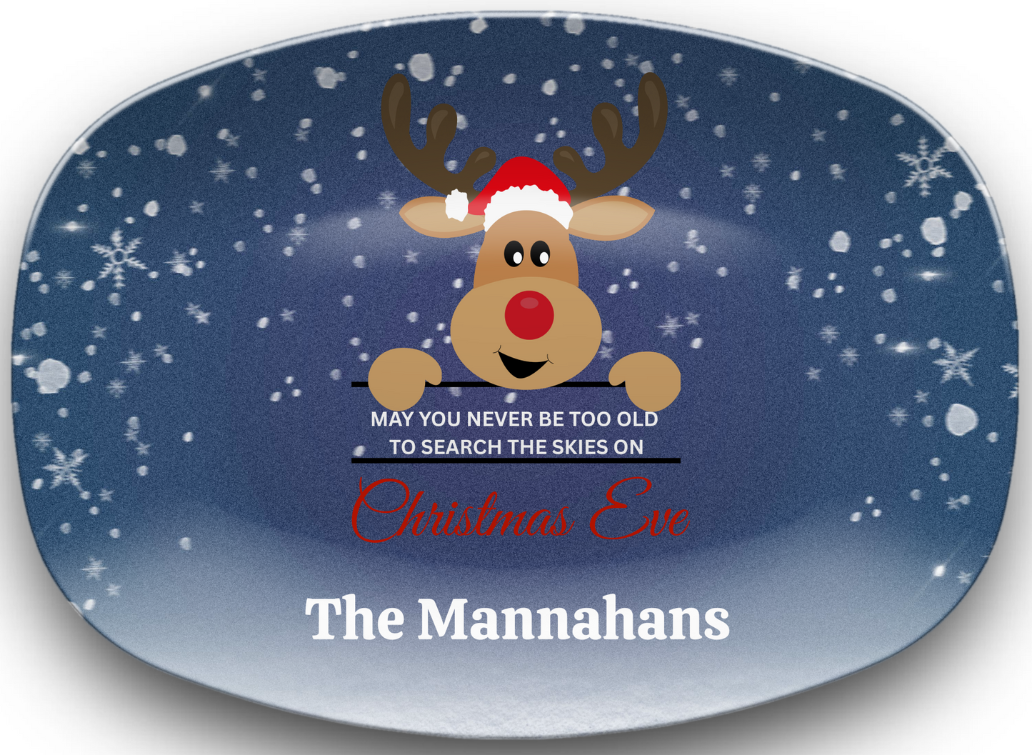 Rudolph “Search the Skies” Personalized Christmas Platter